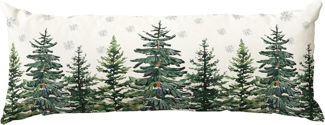 AVOIN colorlife Christmas Trees Snowflake Extra Long Lumbar Pillow Cover 14 x 36 Inch, Winter Holiday Long Body Pillow Case for Bed Sofa Bench