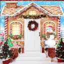 3PCS Christmas Gingerbread House Door Cover Banner Gingerbread House Man Classroom Door Decorations Banner for Outside Holiday Christmas Snowman Wall Porch Sign Background Decor
