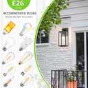 MAXvolador Outdoor Wall Sconce, Exterior Waterproof Wall Lantern Light Fixtures, Black Porch Lights with Toughened Glass Shade, Anti-Rust E26 Socket Front Door Mount Lighting, 2 Pack