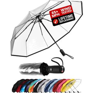 REPEL Windproof Travel Umbrella - Compact & Withstands Winds up to 85MPH , Strongest Premium Auto Folding Umbrella for Rain and Sun - Durable, Light & Portable for Women & Men , Fits Backpack & Cars