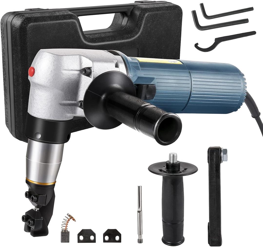 VEVOR Electric Metal Nibbler 625W Nibbler Metal Cutter 1000RPM High Speed Rotor 0.16in/4mm Metal Nibbler 110V w Replaced Blades Storage Case Sheet Metal Nibbler for Cutting Stainless Steel, Aluminium