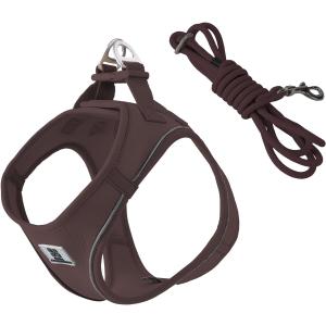 Adjustable Dog Harness with Leash, Reflective Mesh, No-Pull DesignMatching Lead Rope (Brown, M)
