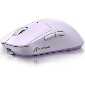 ATTACK SHARK X3 Wireless Gaming Mouse, 49g Ergonomic Computer Mouse, Triple Modes PAW3395 26K DPI Optical Sensor, 200h Battery Life, Programmable Buttons, Gaming Accessories for PC/Laptop/Mac (Purple)
