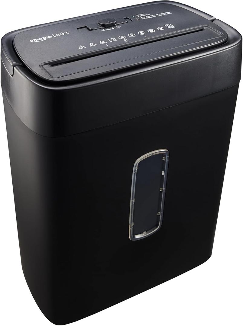 Amazon Basics 12-Sheet Cross-Cut Paper and Credit Card Shredder with Overheat Protection, Black (New Model)