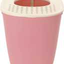 Richell PAW TRAX Top Entry Cat Litter Box, Hooded Cat Litter Pan, Enclosed Litter Box, Salmon Pink