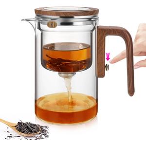 Enchanti Tea Pot, Glass Teapot with Removable Infuser, Magnetic Loose Leaf Tea Steeper, Magic Tea Pot with Strainer for Water Separation, Gift Package, 20.3oz/600ml