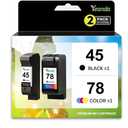 45 78 Ink Cartridge Combo Pack Replacement for HP Ink 45 Black 78 Color Cartridge High-Yield 51645A C6578AN C6578DN for HP Deskjet 842C 932C 960C 970C 990C Color Copier 180 Printer Ink(2 Pack)