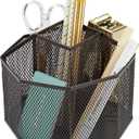 Annova Mesh Desk Organizer Rotate with 5 Compartments Spinning Tidy Candy/Pen Holder Office, Art Supply, Storage, Classroom, Home (Black)