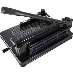Heavy Duty Guillotine Paper Cutter - 400 Sheets Capacity, A4 12" Stack Paper Trimmer, Steel Base, Black