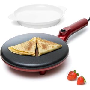 Moss & Stone Electric Crepe Maker 8 Inch, Portable Crepe Maker & Hot Plate Cooktop On/Off Switch, Nonstick Coating, Dual Temperature Setting, Easy To Use For Pancakes, Blintz, Chapati