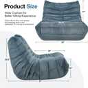 Bean Bag Chairs for Adults Giant Bean Bag Chair Memory Foam BeanBag Chair Bean Bag Sofa with Filler Faux Fur Fireside Beanbags Lazy Sofa for Living Room Bedroom Office (Bluegrey Plush, Single)