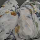 MYSKY HOME Floral Curtains for Living Room 90 inches Long Classic Printed Flower Leaf Sheer Curtains for Bedroom, Bathroom, Rod Pocket Window Drapes Yellow and Blue, 2 Panels, 52 x 90 inch