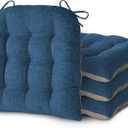 Chair Cushions for Dining Chairs Set of 4 Durable D-Shaped Seat Cushions with Non-Slip Backing Secure Ties Thick Cozy Seat Pad for Kitchen Dining Room Office(18x16.5x3in Navy)