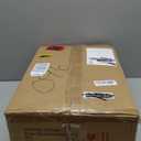 WUZUPS 5-Light Metal Chandelier Imitation Wood Grain Linear Pendant Ceiling Lighting Rustic Farmhouse Fixture Kitchen Island Dining Room, H 8.5" L 31.5" W10, E26 Base, Black & Retro Wood