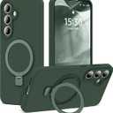 SKYLMW for Samsung Galaxy S24 Case with Magnetic Invisible Stand [Compatible with MagSafe] Military Drop Tested [Full Camera Protection] Silicone S24 UCase for Women Men 6.2'', Green