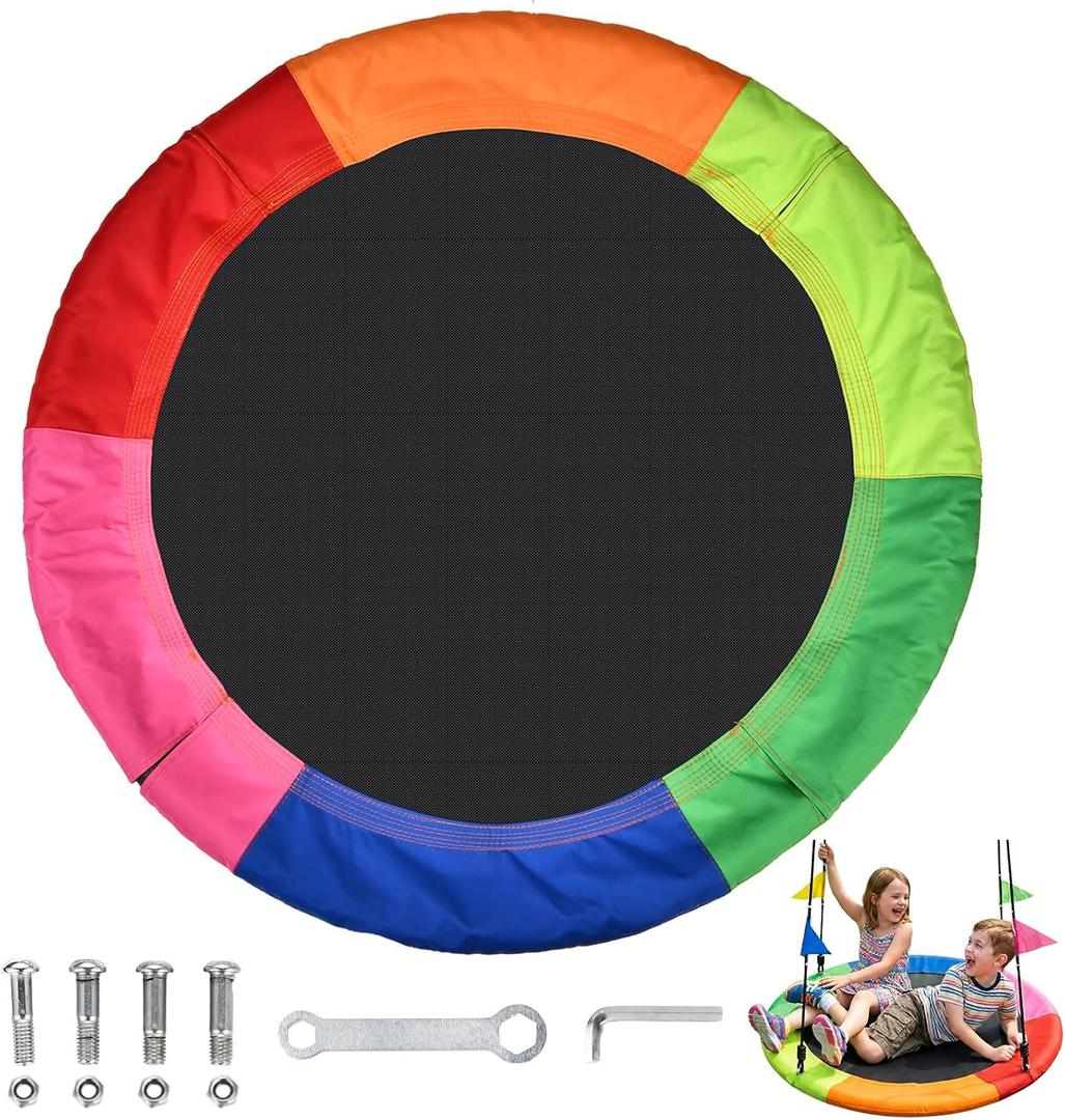 HeyZoo Tree Swing Replacement Cover 40 Inch, Saucer Swing Replacement Fabric with Tools, Round Saucer Swing Seat Cover, 900D Oxford Fabric, Colorful