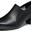 Women's Dress Shoes 2024 - Low, Comfortable Heeled Loafers with Chunky Block for Work, Casual and Office Business. Slip-on Pumps (8, Black)