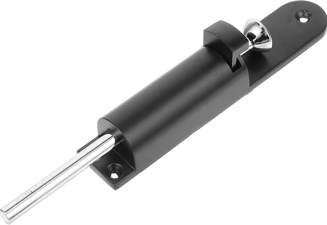 Housoutil Spring Loaded Drop Rod Zinc Alloy Gate Latch with Floor Mount 6.3 Inch Sliding Pin Lock for Double Wood Metal Doors