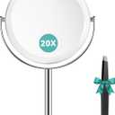 Auxmir 20X Magnifying Makeup Mirror, Double Sided 1X/20X Magnifying Mirror, Tabletop Magnified Vanity Mirror with Magnification, 360 Rotation, Stand for Dressing Table, Bathroom, Bedroom