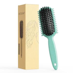 3 x Curly Hair Brush, Curl Defining Brush, Hair Brush, Flexible, Curl Enhancing, Reduce Pulling (Green)