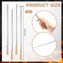 Sawysine 16 Pcs 23.6" Stainless Steel Flat Skewers Bulk with Wooden Handle Large Heavy Duty Reusable Kabob Stick BBQ Barbecue Skewer for Grilling Meat Vegetables Outdoor Indoor Cooking