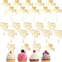 20PCS Happy Mothers Day Cake Toppers Glitter Gold Acrylic Cake Disc Mothers Days Cupcake Toppers I Love You Mom Happy Mothers Days Cakes Picks For Mothers Day Decorations Party Supplies