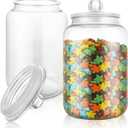2 Pcs 1 Gallon Candy Jar Plastic Jars with Lids Decorative Cookie Jar Candy Buffet Containers Clear Airtight Food Storage Canister Home Decor Centerpiece Candy Cookies Storage 128oz