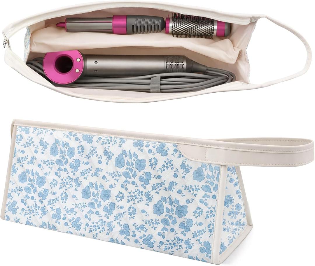 ZLFSRQ Quilted Hair Tools Travel Bag Compatible with Shark FlexStyle & Dyson Airwrap, Large Portable Organizer Case for Curling Iron & Styling Accessories Storage Case for Women
