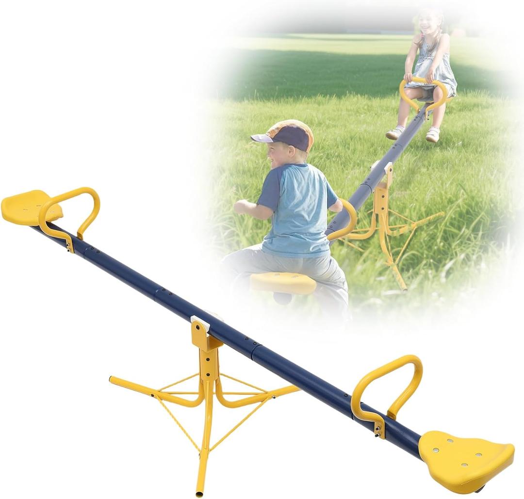 Teeter Totter for Kids Outdoor, Sit and Spin 360 Degrees Seesaw for Kids Outdoor for Outdoor Ages 2-10, Metal Heavy Duty Indoor & Outdoor Playset Toys for Playground Backyard Playhouse