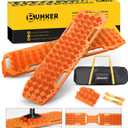 BUNKER INDUST Off-Road Traction Boards with Jack Lift Base,2 Pcs Multifunctional Recovery Track for 4WD UTV SUV Truck-Mud, Snow, Sand Tracks Orange Tire Traction Mat with Carry Bag (Gen 9th)
