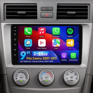 64GB Car Stereo Radio for Toyota Camry 2007 2008 2009 2010 2011, 9 Inch Android Touchscreen Head Unit with Wireless CarPlay & Android Auto, Bluetooth 5.0, GPS, FM/RDS, SWC, DSP, 1080P Backup Camera