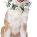 Honoson Dog Wedding Flower Collar Dog Wedding Outfit Floral Collars Attire Flowers Wreath Pet Photo Prop Wedding Accessories for Puppy Cats Female Male(Small)