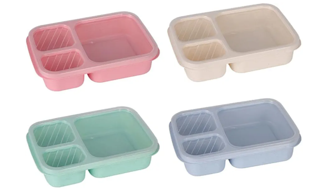 Bento Box Adult Lunch Box 4 Pack Lunch Containers 3-Compartment Reusable Food Storage Snack Containers Dishwasher Safe Stackable for Work & Travel
