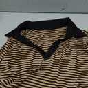 LilyCoco Womens Striped Shirt Fitted Collared Neck Short Sleeve T Shirt Black, Large