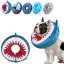 SCENEREAL Dog Cone Alternative After Surgery Pet Recovery Collar for Small Medium Large Dogs Cats, Adjustable Inflatable Donut to Prevent Licking, Shark Print E-Collars