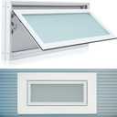 CroBlissful 1 Pc 32 x 14 Inch Small Basement Windows White Vinyl Bathroom Window Shed Window Mobile Home Windows with Double Glazing Screen for Glass Block Cabins House Garage (Frosted Glass)