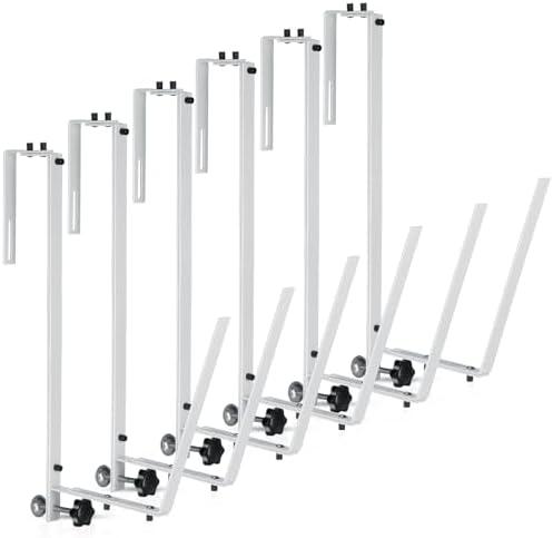 Reallnaive 6 Pcs Solar Cover Holder for Above Ground Pool Adjustable Solar Holder Metal Equipment Storage Hooks for Framed Above Ground Swimming Pools (White)