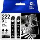222XL 222 Black Ink Cartridges Remanufactured Replacement for 222 XL 222XL T222 T222XL Ink Cartridges Combo Pack Works with Expression XP-5200 and Workforce WF-2960 Printers