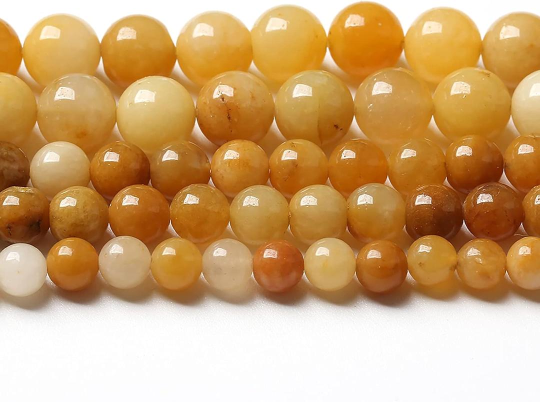90PCS 8mm 45pcs Natural Yellow Aventurine Jade Beads Round Loose Beads Energy Crystal Healing Power Gemstone for Jewelry Making DIY Bracelet 32" 2 Strands