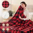 Homemate Electric Blanket Heated Throw - 50x60 Ultra Soft Cozy Flannel Heating Blanket with 10 Fast Heat Levels 8 Hours Auto Off Over-Heated Protection ETL Certification Keep Warm in Home Office (Red-black)