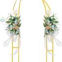 Gold Curved Wedding Arch Backdrop Stand, Half Moon Arch Balloon Stand for Wedding Party Baby Shower Birthday Ceremony Christmas Decoration (6.2FT&7.8FT)