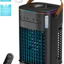 3-IN-1 Portable Air Conditioners, Personal Air Cooler w/2Ice Packs & 1.2L Water Tank, 1-7h Timer & Remote, Powered by USB, Mini Air Conditioner for Car Desktop,Black No Battery