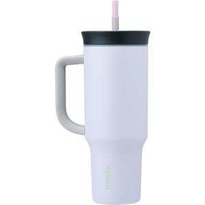 Owala Stainless Steel Triple Layer Insulated Travel Tumbler with Spill Resistant Lid, Straw, and Carry Handle, BPA Free, 40 oz, Purple (Bunny Hop) (40 Ounces (Pack of 1)