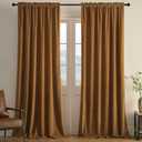 Joydeco Camel Brown Velvet Curtains 84 inch Length 2 Panels, Luxury Blackout Rod Pocket Thermal Insulated Window Curtains, Super Soft Room Darkening Drapes for Living Room Bedroom,W52 x L84 inches