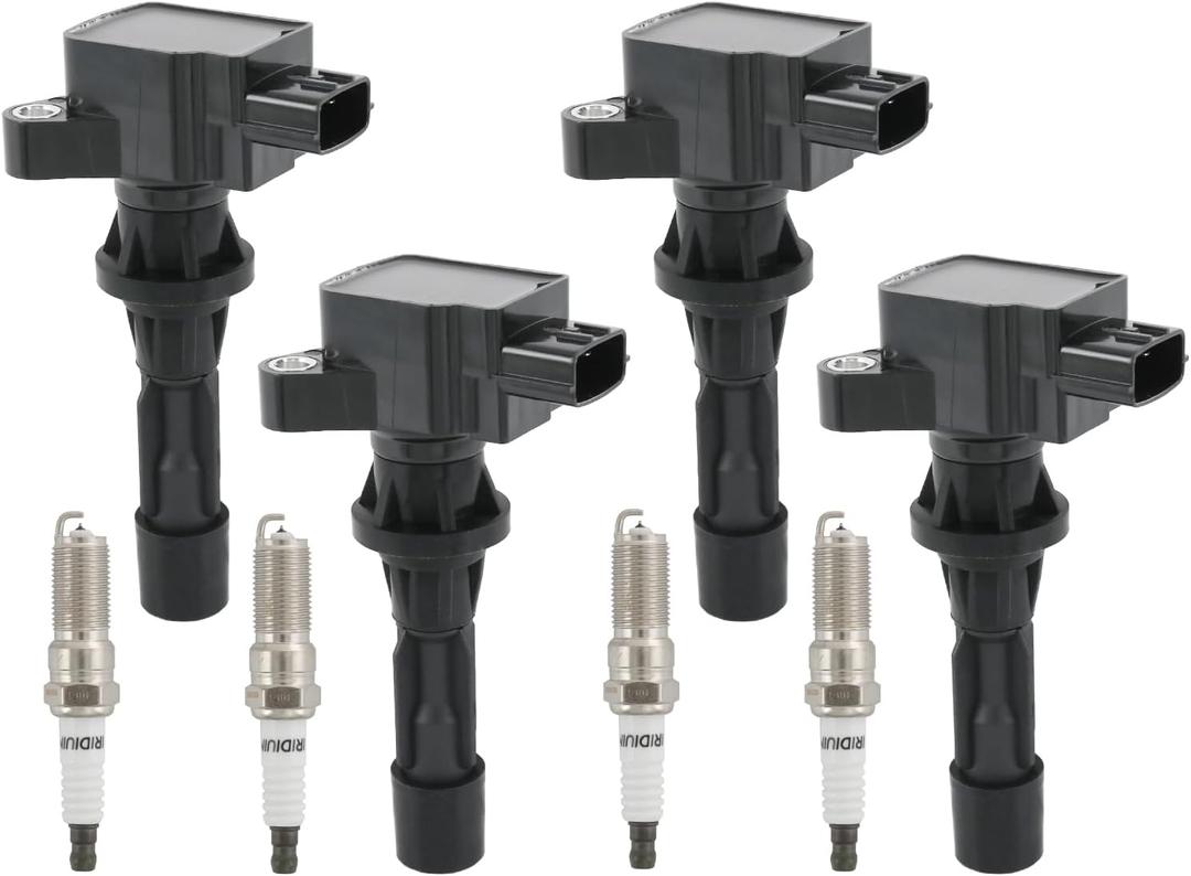 Set of 4 Ignition Coil Pack & Spark Plug Compatible with Mazda 3 6 CX-7 MX-5 Miata L4 2.0L 2.3L 2.5L Replace# UF540, L3G218100, L3G218100A
