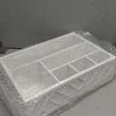 Ukonvi Paper Plate Dispenser and Holder for Kitchen Counter, Wood Rustic Silverware Utensil Caddy, Cutlery Flatware Organizer Box for Cups Spoons Forks Napkins, Kitchen Accessories