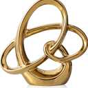Modern Gold Knots Decor Ceramic Statue - Abstract Home Accent & Tabletop Figurine for Living Room, Bedroom, Bathroom, Office, Shelf, Mantel - Wedding, Coffee Table, Dining Room Centerpiece Decoration (Small)