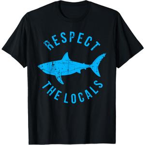 Respect The Locals Shark Ocean Animal Rights Biology Life T-Shirt, Size S