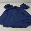 Denim Dress for Women, Puff Short Sleeve Jean Dress Square Neck Denim Romper with Pockets (Medium, Dark Blue)