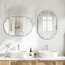 Bathroom Mirror for Wall, 20" x 30" Oval Mirror, Bathroom Vanity Mirror, Beveled Edge Frameless Wall Mount Vanity Mirrors, Wall Mirrors Decorative, Irregular Beveled Edge Mirror (20"L x 30"W, Nature)